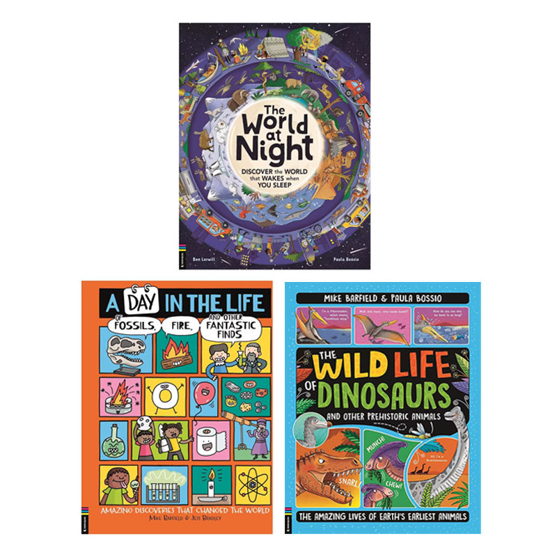 英文原版 Buster Books出版 科普漫画绘本 The World at Night/The Wild Life of Dinosaurs 精装 青少年课外阅读
