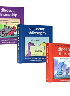英文原版 Dinosaur Therapy Philosophy 恐龙哲学/心理学/恐龙友 3册 精装 全彩漫画绘本图画书
