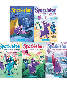英文原版 Sparkleton 斯帕克顿 5册套装 彩版桥梁书 儿童奇幻故事章节小说书 HarperChapters