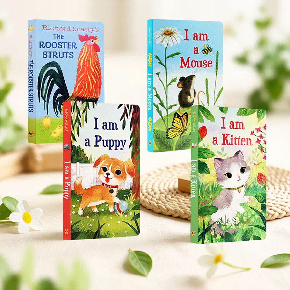 英文原版绘本I am a Mouse Kitten 英语启蒙早教纸板4册亲子互动斯凯瑞童书Richard Scarry 我是一只兔子 I am a Bunny姐妹篇