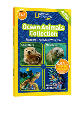 英文原版 National Geographic Kids Ocean Animals Collection 4个海洋动物故事合辑 L1L2 美国国家地理儿童百科分级读物STEM课程