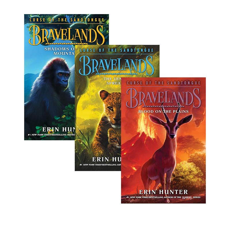 预售 英文原版 Bravelands: Curse of the Sandtongue 勇敢之地二部曲 3册合售 儿童动物冒险奇幻章节小说 Erin Hunter