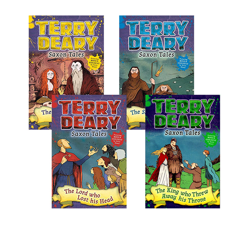 英文原版 撒克逊人的故事 Terry Deary's Historical Talesy Saxon Tales 4册 儿童章节小说故事书 可怕的历史同作者Terry Deary