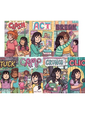 预售 英文原版 Click Graphic Novel 7册合售 Kayla Miller 趣味全彩漫画 成长友谊故事绘本 合群 露营 行动 冲突 关键时刻 分离