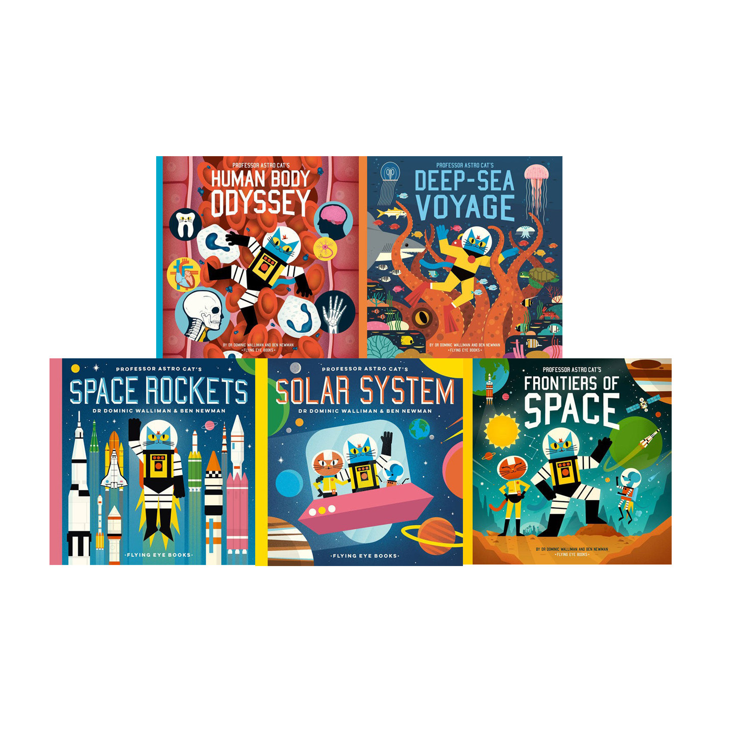 预售 英文原版 太空猫 5册 Professor Astro Cat 运载火箭/太空前沿/太阳系之旅/人体大冒险/深海之旅 儿童科普图画故事绘本