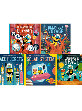 预售 英文原版 太空猫 5册 Professor Astro Cat 运载火箭/太空前沿/太阳系之旅/人体大冒险/深海之旅 儿童科普图画故事绘本
