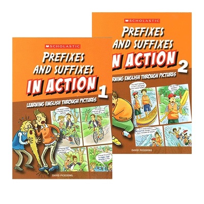 前缀和后缀 学乐出品 Scholastic In Action Prefixes and Suffixes 画里画外轻松学英语 2册漫画版图解英语 英文原版