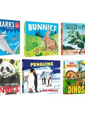 英文原版 Pandas/Bunnies/Penguins/Sharks 动物小百科 Gail Gibbons 盖尔吉本斯少儿百科 6册 纸板书 低幼启蒙早教