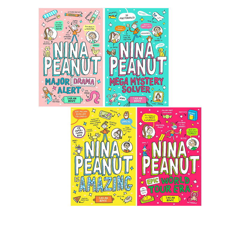 预售 英文原版 Nina Peanut Is Amazing 大冒险家妮娜 4册 儿童全彩漫画小说 幽默搞笑 校园成长故事 青少年英语课外读物