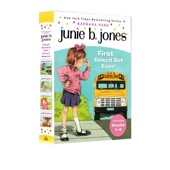 4册礼盒装 Ever儿童初级章节桥梁书 First Jones Set Junie 插图小说Barbara Park Boxed 英文原版 朱尼琼斯系列1 预售