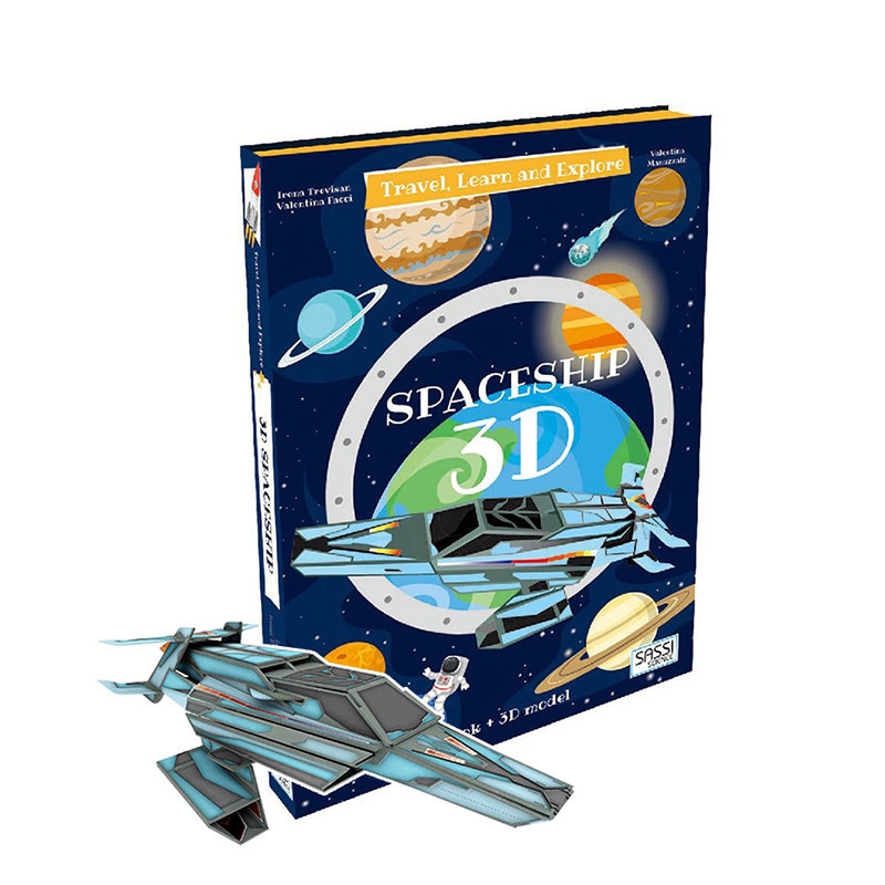 英文原版 Travel Learn And Explore Spaceship 3D宇宙飞船 真实可拼装模型书 STEAM 少儿科普绘本图画书 创意手工操作书游戏书