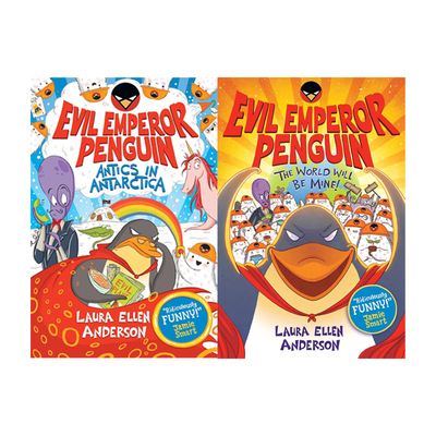 预售 英文原版 Evil Emperor Penguin 2册 Antics in Antarctica Laura 儿童幽默漫画 Ellen Anderson