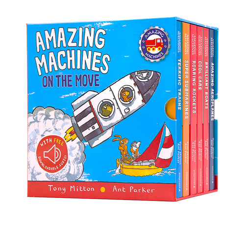 英文原版 神奇的机器 Amazing Machines On the Move 6册 纸板书附带官方音频 礼盒装 汽车 火箭 潜艇 飞机 交通工具科普绘本