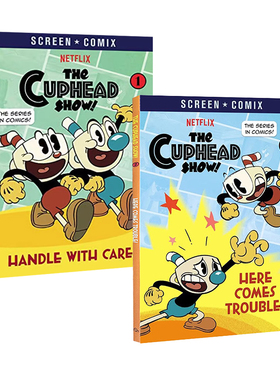 茶杯头漫画 The Cuphead Show! Here Comes Trouble!/Handle with Care! 2册  英文原版 冒险故事全彩漫画绘本绘本