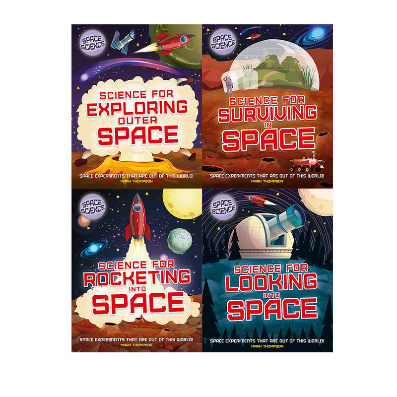 英文原版 Space Science 4册套装 Science for rocketing/looking in to/surviving in /exploring outer space 航天科学知识图解