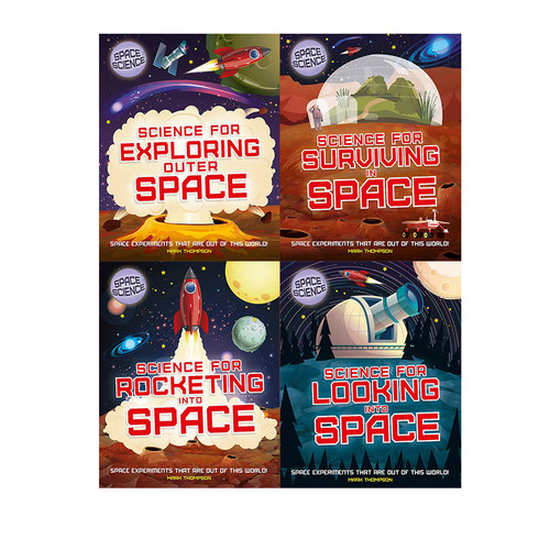 英文原版 Space Science 4册套装 Science for rocketing/looking in to/surviving in /exploring outer space 航天科学知识图解