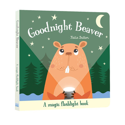 Magic Torch Book Goodnight Beaver 魔法手电筒 晚安海狸 纸板书 英文原版 透视绘本图画书 含胶片 益智玩具书 3-6岁