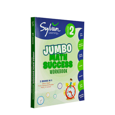 英文原版 Sylvan Learning 新版 Jumbo Math Success G2  三合一大厚本 小学二年级启蒙早教数学提高技巧