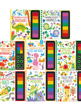 英文原版 Fingerprint Activities Dinosaurs/Garde 恐龙动物 秘密花园 旋装帧 低幼启蒙绘本 儿童创意绘画DIY 尤斯伯恩 Usborne