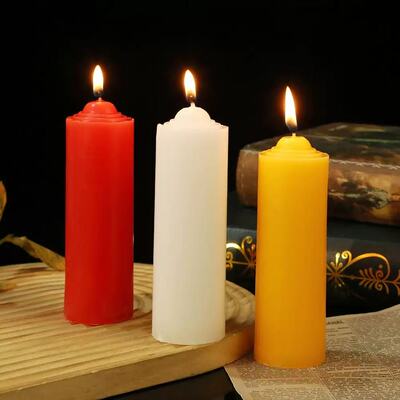 粗圆珠照明蜡烛家用红白黄色停电应急浪漫结婚无烟蜡烛candles