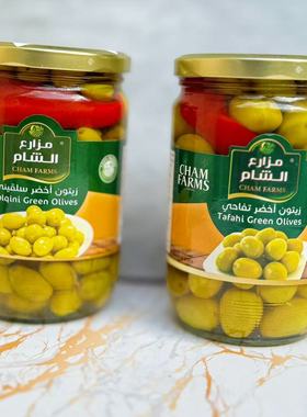 CHAM FARMS Salqini Green Olives500G有核青橄榄叙利亚泡青橄榄