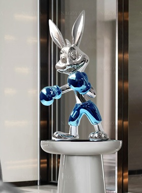电镀兔子摆件创意潮玩卡通动物雕塑桌面客厅沙发旁轻奢高端装饰品