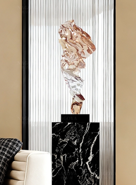 现代抽象雕塑酒店大堂售楼处入户玄关高级感艺术装饰透明树脂摆件