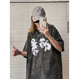 夏季新款潮中性女装人头印花水洗潮T圆领短袖T恤半袖X1301-P38，女装T恤，电商C310