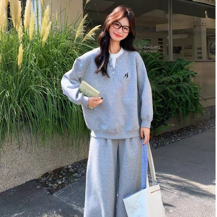 高级感休闲运动套装女春秋学生宽松显瘦韩版时尚卫衣阔腿裤两件套,女装/女士精品,时尚套装,淘宝优惠券,粉丝福利购,淘宝优惠卷