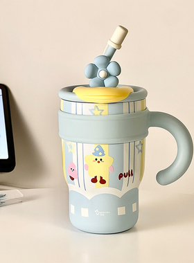 可爱保温杯女生高颜值便携桌面水杯吸管保冷办公室冰霸杯子大容量