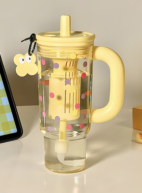 大容量食品级塑料巨无霸水杯女生高颜值夏天办公室上班族吸管杯子