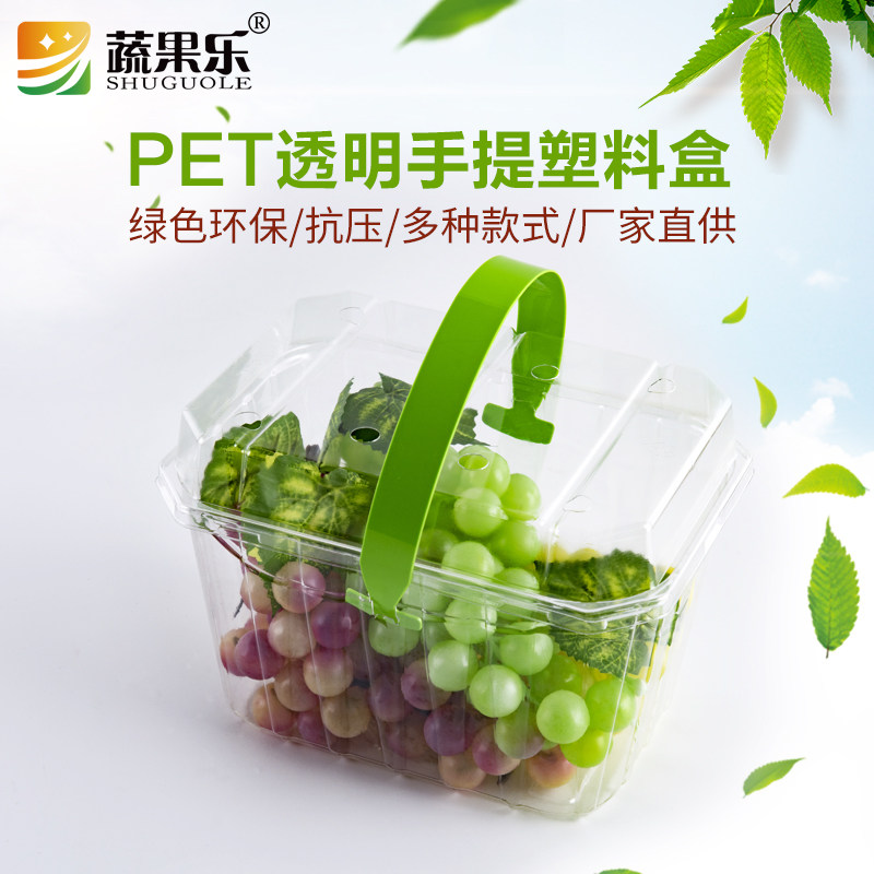 蔬果乐102一次性两斤砂糖桔葡萄草莓采摘园手提盒透明水果塑料盒