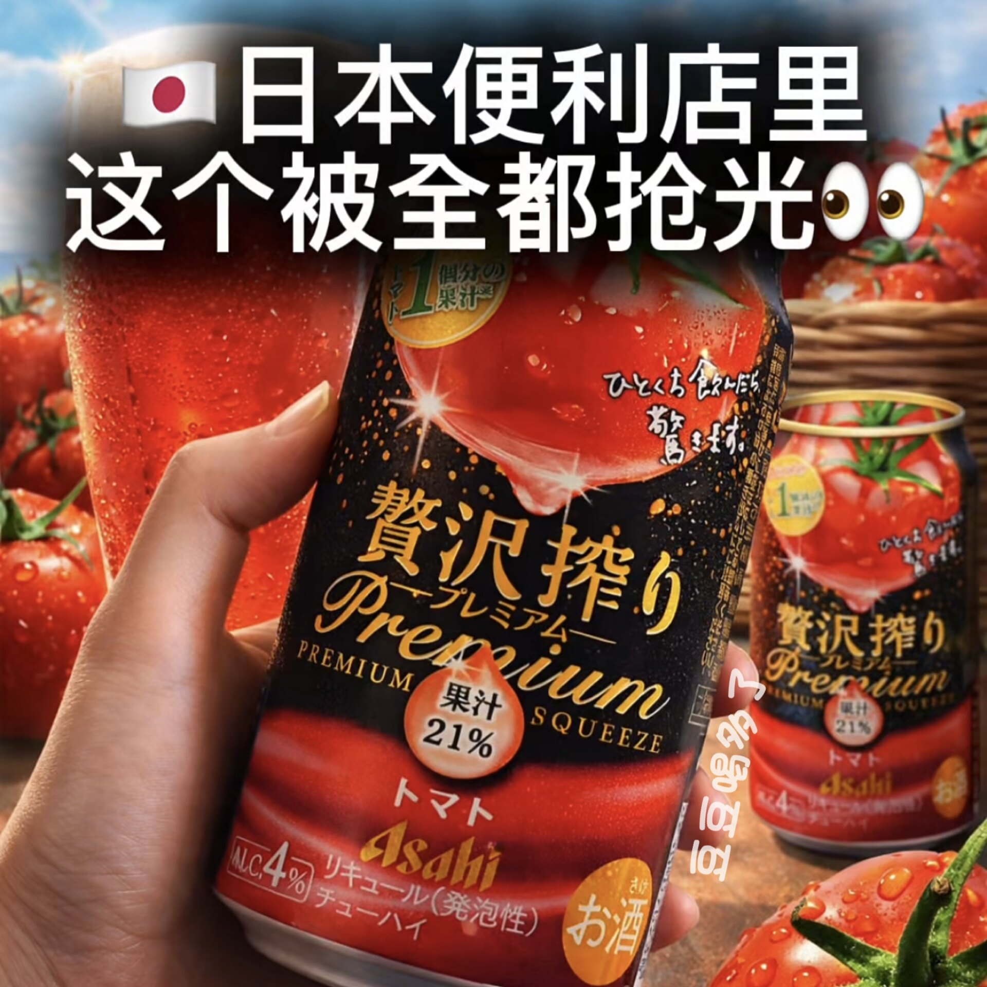 新现货日本Asahi朝日奢华高级浓厚番茄味压榨水果气泡鸡尾酒350ml