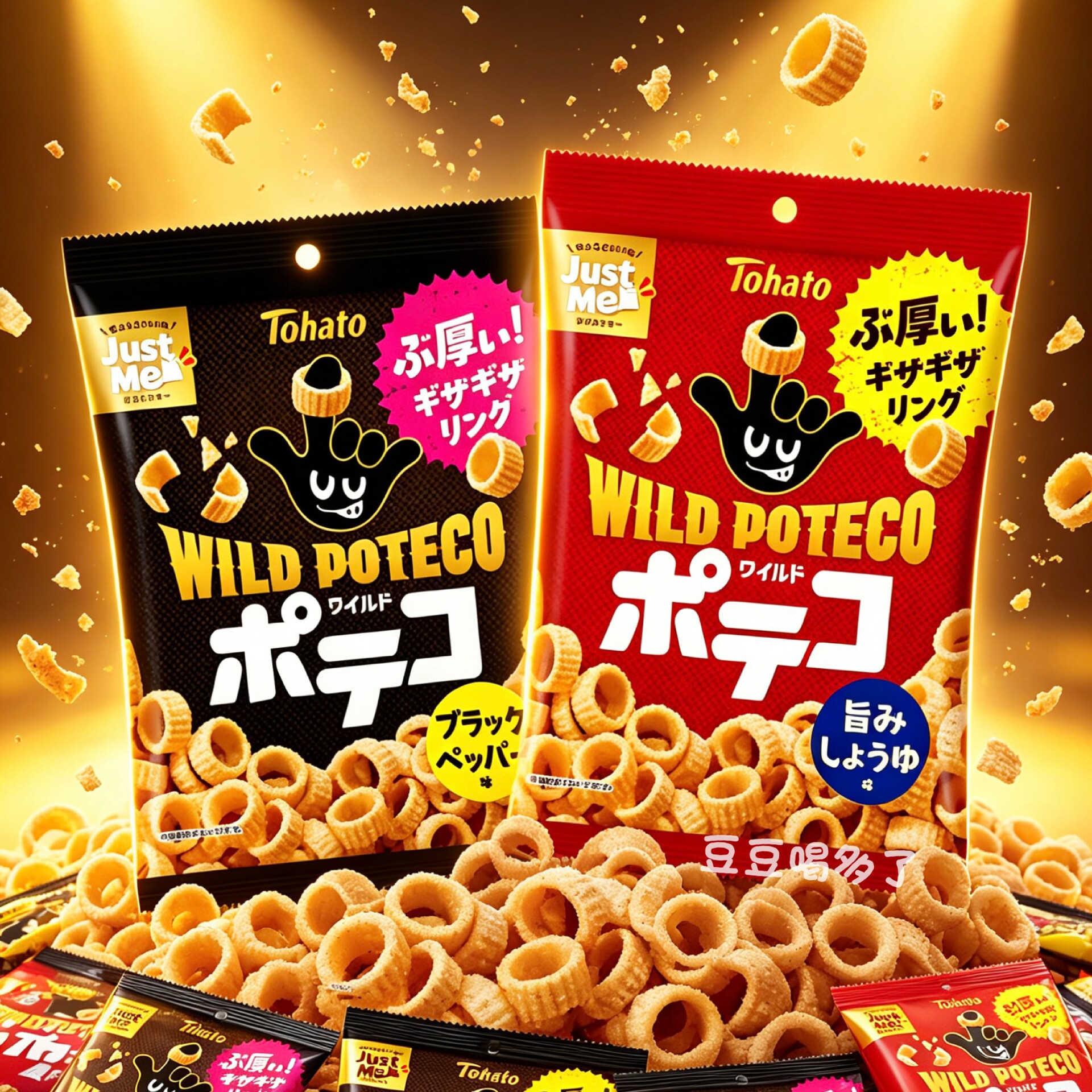 新品限定 日本tohato桃哈多旨味酱油味黑胡椒味坚脆厚薯圈手指圈