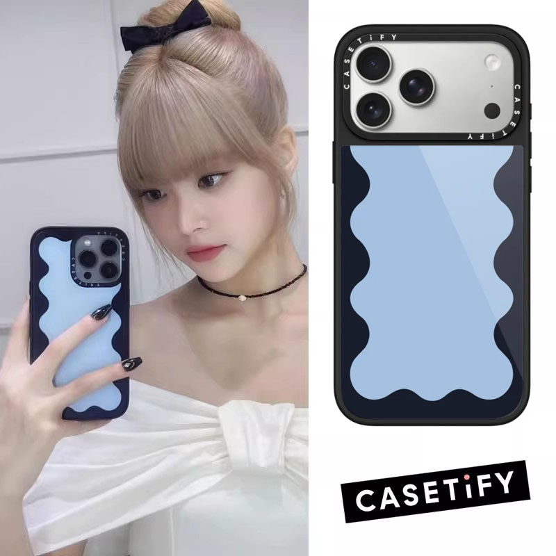 CASETiFY粉橙色波浪边框手机壳套