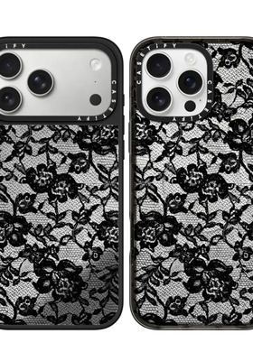 现货CASETiFY正品黑色蕾丝适用苹果iPhone16/17 Pro Max防摔手机壳高级个性15/14潮流air时尚ins风13保护套12