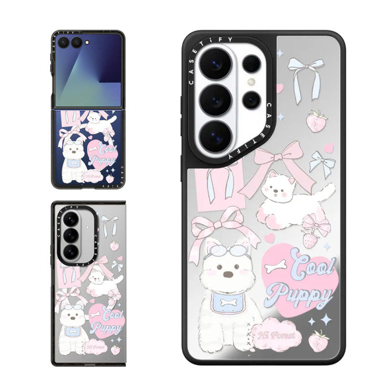 现货CASETiFY正品森林早报丝带小狗适用三星S25/S26 Ultra卡通可爱手机壳Z Flip7/Z Fold 6/5童趣s24保护套23