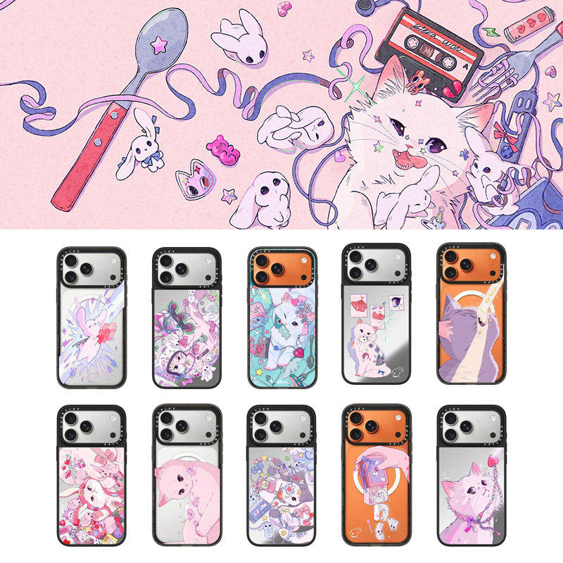 现货CASETiFY正品艺术家Kiera Won适用苹果iPhone17 Pro Max梦幻俏皮猫咪手机壳甜妹16/15/air少女心14防摔套
