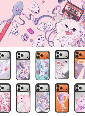 现货CASETiFY正品艺术家Kiera Won适用苹果iPhone17 Pro Max梦幻俏皮猫咪手机壳甜妹16/15/air少女心14防摔套