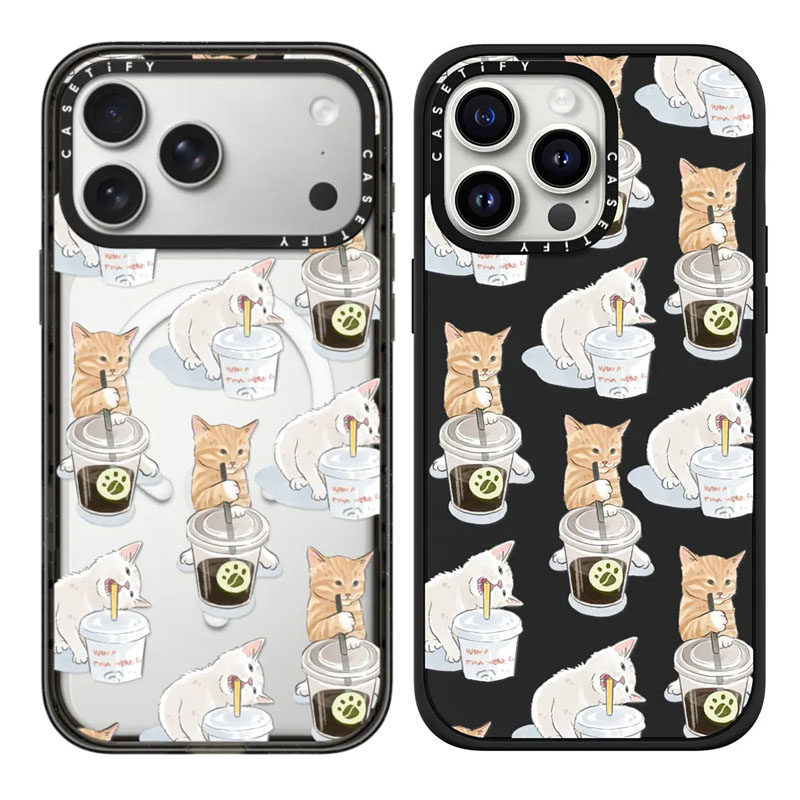 现货CASETiFY正品咖啡猫和可乐猫适用苹果iPhone16/17 Pro Max防摔手机壳可爱15/14/13时尚17air萌宠保护套12