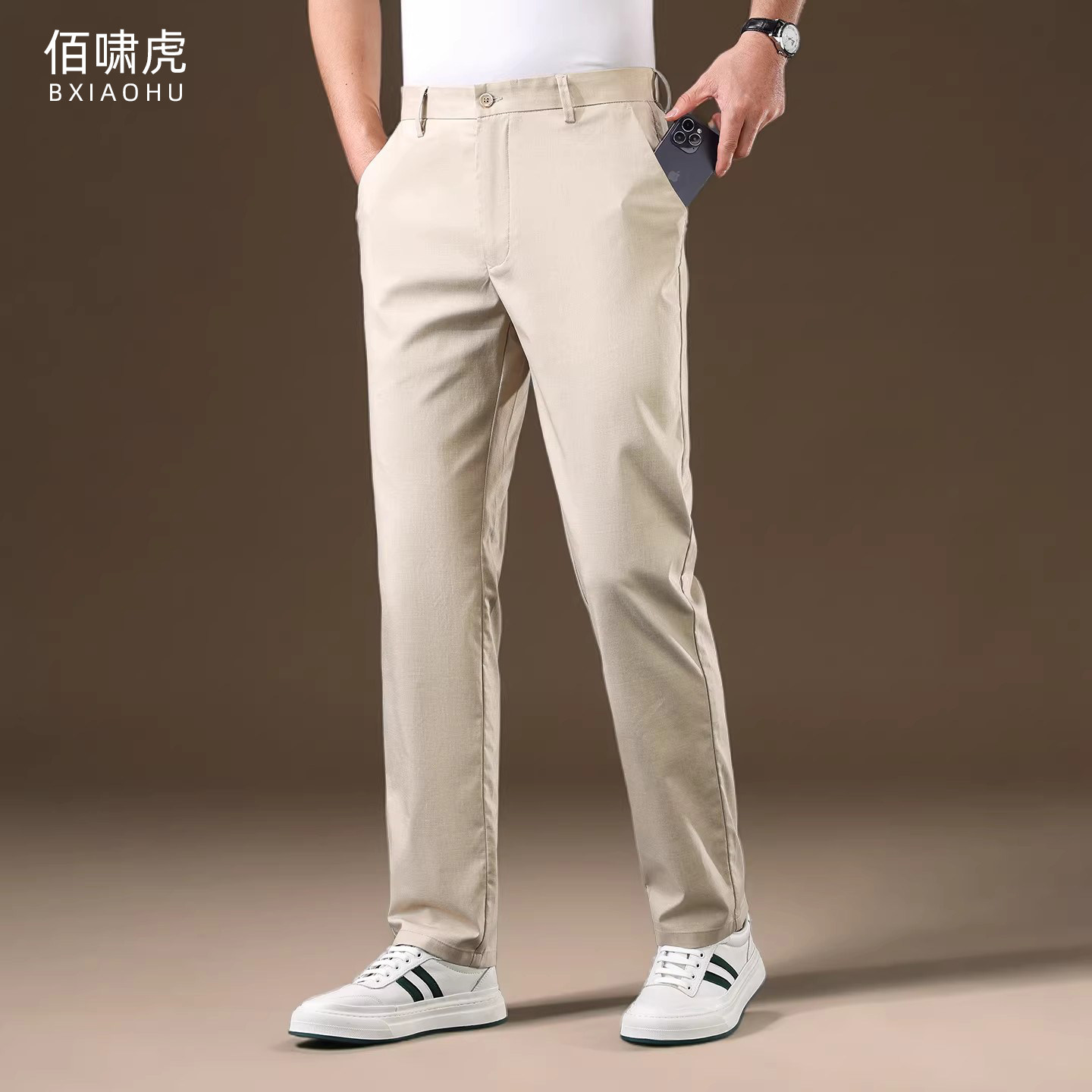 天丝亚麻夏季薄款休闲裤男直筒宽松商务西装裤男高端棉麻长裤子男