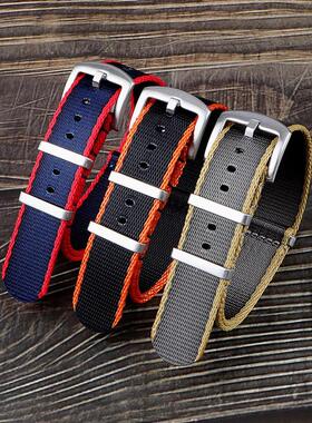 NATO北约尼龙手表带通用一条过三环多彩色条纹帆布带20/22mm男女