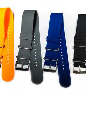 硅胶橡胶表带nato一条过ZULU祖鲁回环18/20/22MM柔软轻薄高拉弹力