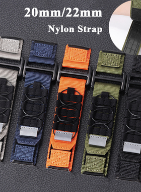魔术贴搭扣尼龙表带适用于三星S2/S3华为GT2/GT3黑橙蓝绿20/22mm