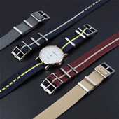 nato帆布尼龙表带适配帝陀碧湾小红花万国表带20 22mm男古铜色扣