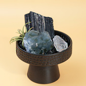 天然水晶原石黑碧玺紫水晶簇矿石扩香石家用桌面装 饰香氛礼品摆件