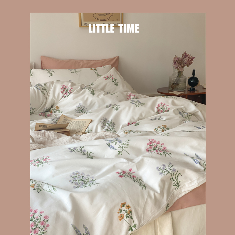 trouble im in 红袖 田园风精梳棉全棉四件套纯棉被套床单床笠