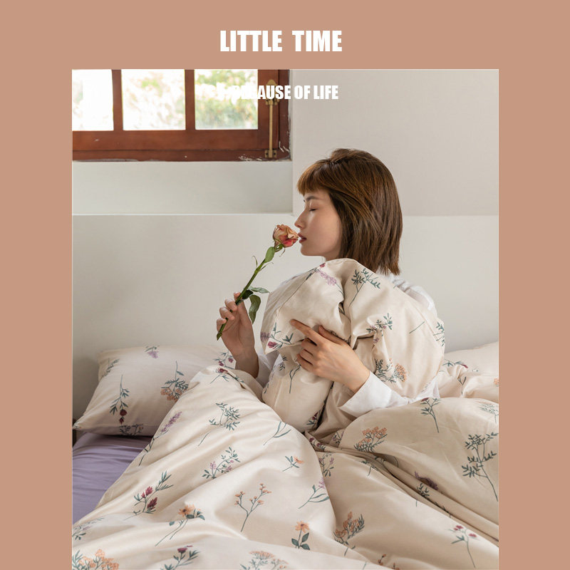 wisteria紫藤花 日系小碎花全棉四件套纯棉被套床单床笠床上用品