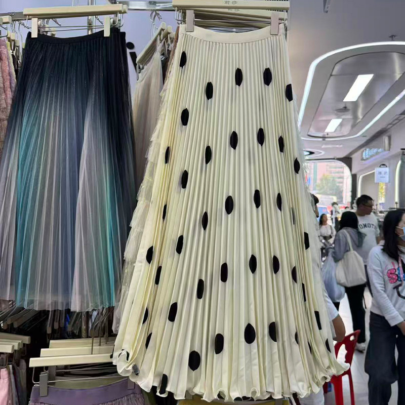 高级感气质波点半身裙女夏季新款压褶设计感休闲百搭显瘦a字长裙,女装/女士精品,半身裙,淘宝优惠券,粉丝福利购,淘宝优惠卷