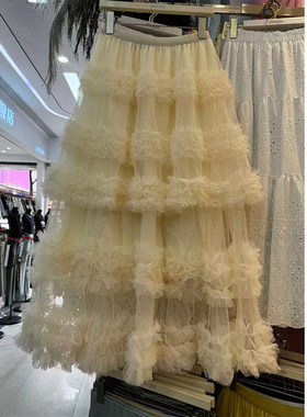 超仙耳边网纱蛋糕裙女